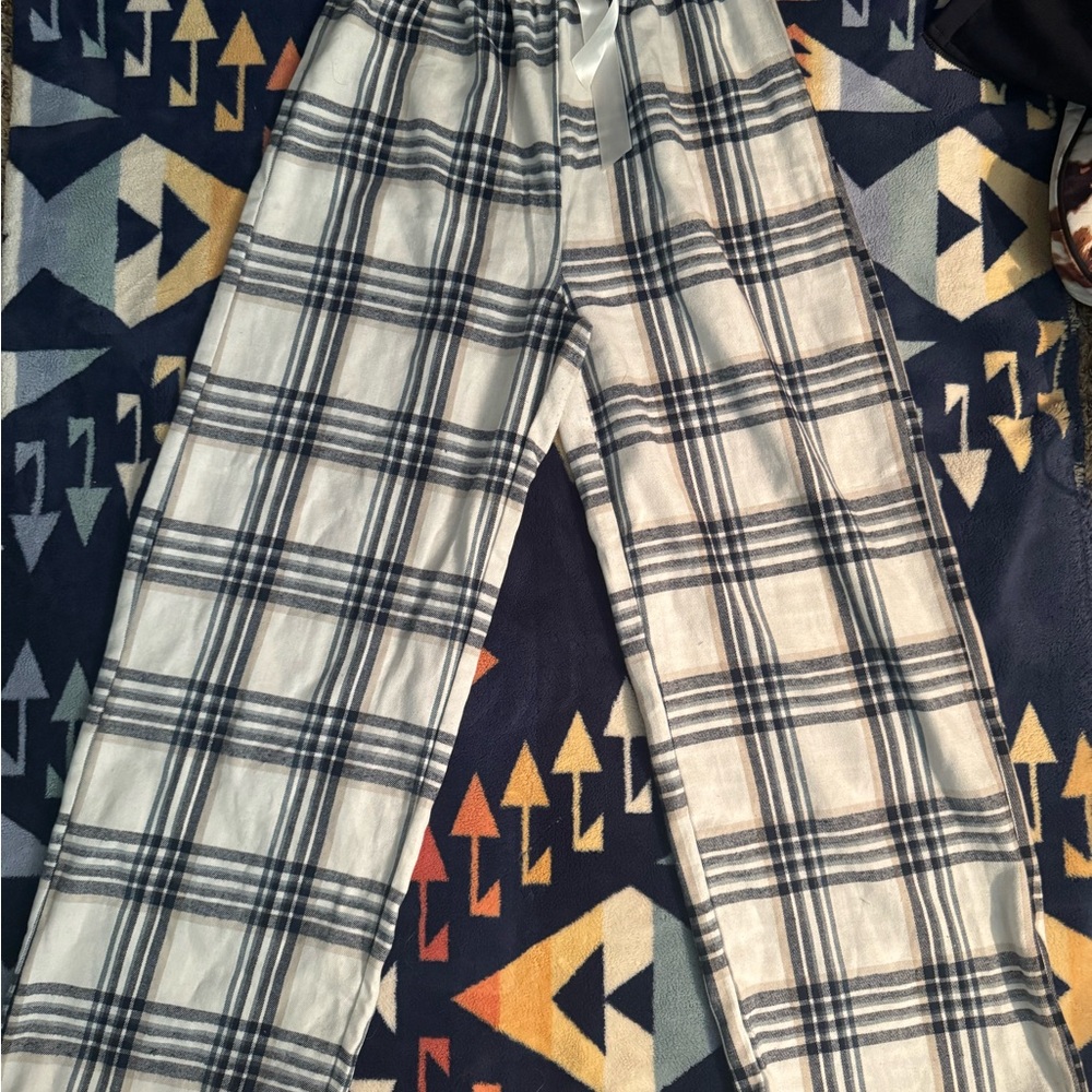 SHEIN Black and White Plaid Pajama Pants